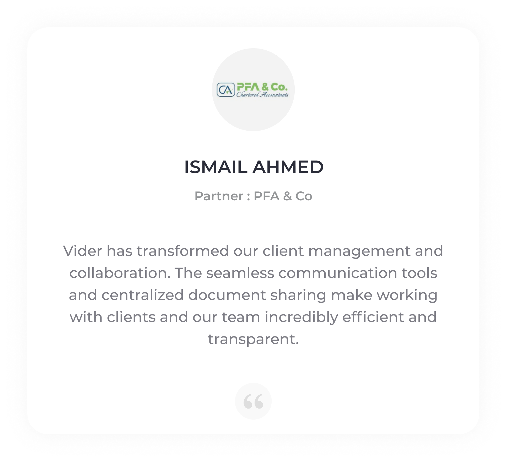PFA & Co Testimonial